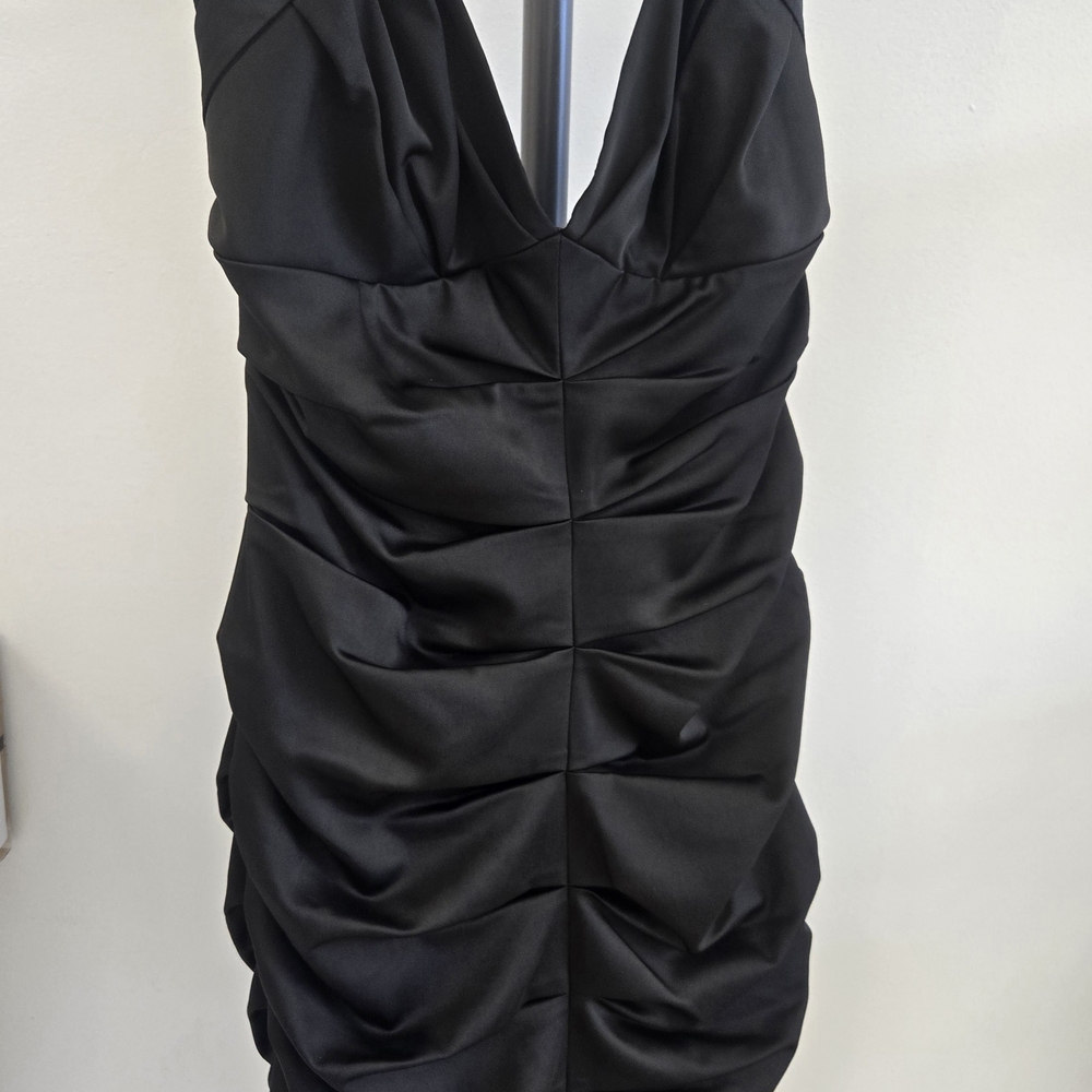 Elegant Black Ruched Dress- Brand New
